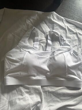 White Padded Sports Bra with Wide Support Straps